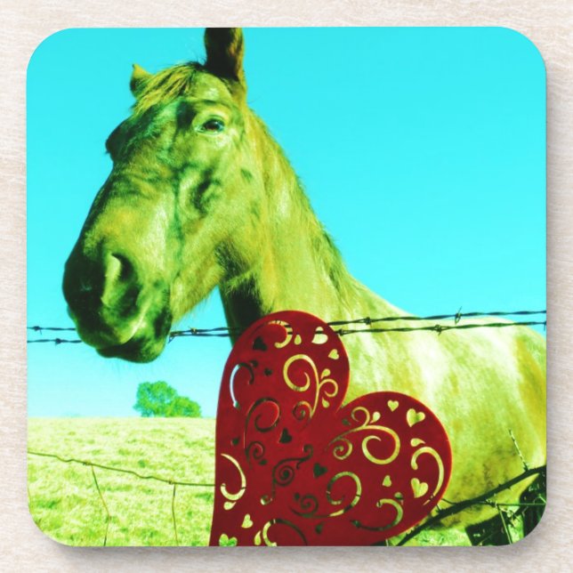 Posavasos Corazón rojo y caballo (Frente)