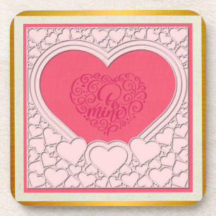 Posavasos Corazón Rosa Elegante Feliz Día de San Valentín co