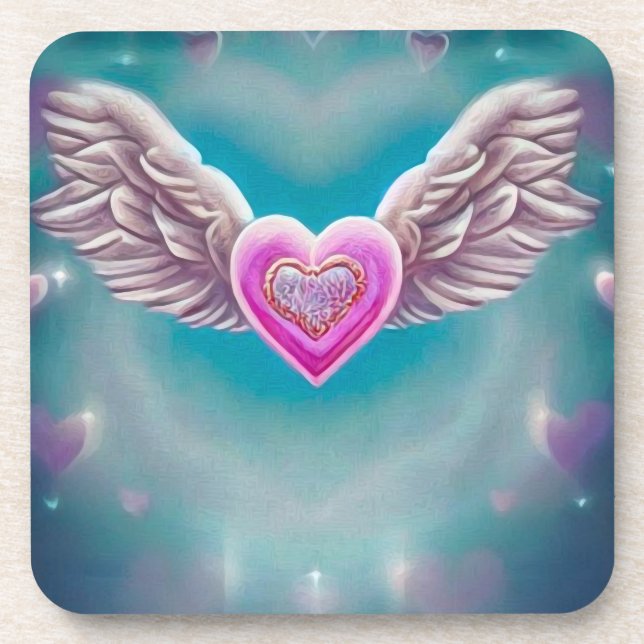 Posavasos Corazón rosa volante (Frente)