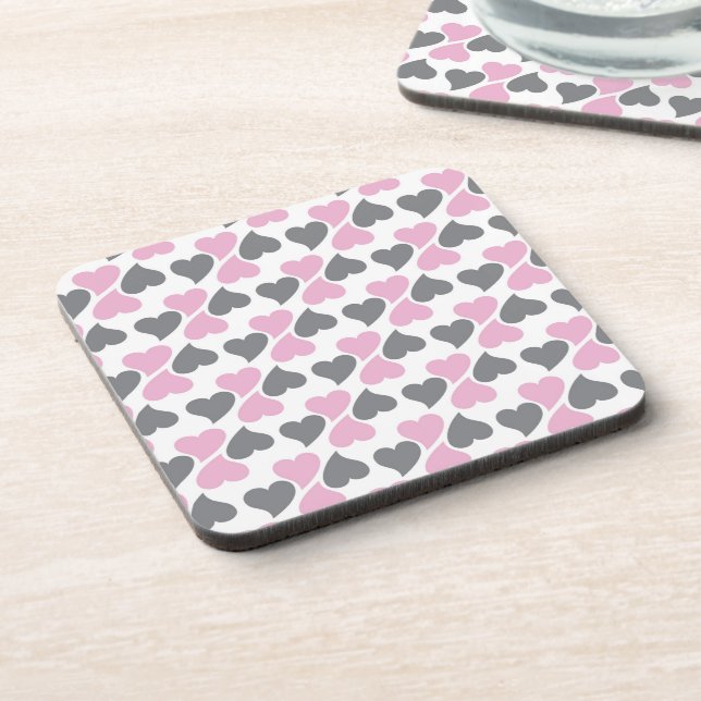 Posavasos Corazón rosa y gris (Lado Izquierdo)