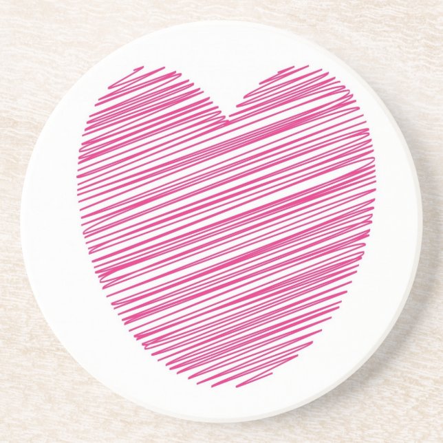 Posavasos Corazón rosado esgrimido (Frente)