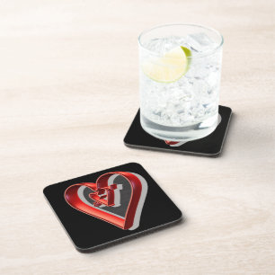 Posavasos Corazones 3D rojos
