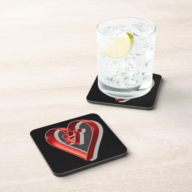Posavasos Corazones 3D rojos (Lado Derecho)