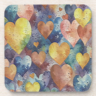Posavasos corazones amarillos rosas azul naranja