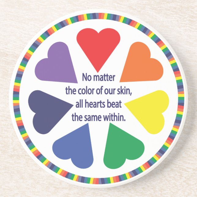 Posavasos Corazones arcoiris (Frente)