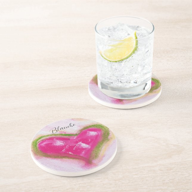 Posavasos Corazones artísticos agudos pintados a mano (Lado)