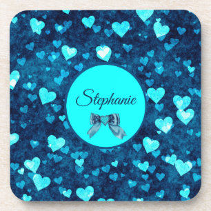 Posavasos Corazones azules vivos