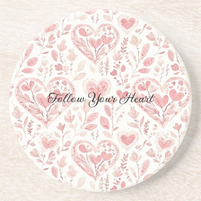 Posavasos Corazones Blancos Rosados (Frente)