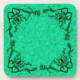 Posavasos Corazones con flores y mariposa en estilo tatuaje