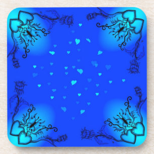 Posavasos Corazones con flores y mariposa en estilo tatuaje