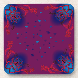 Posavasos Corazones con flores y mariposa en estilo tatuaje