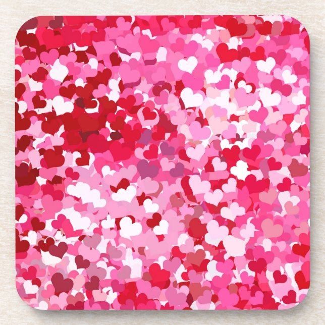 Posavasos Corazones confetti rosadas (Frente)
