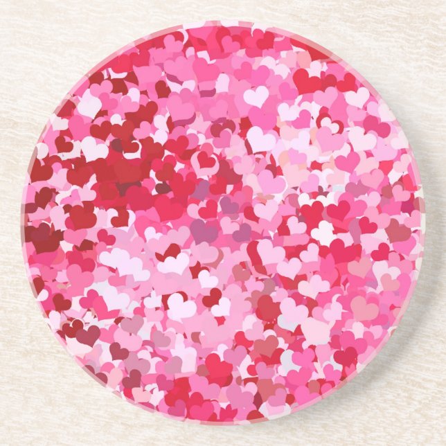 Posavasos Corazones confetti rosadas (Frente)