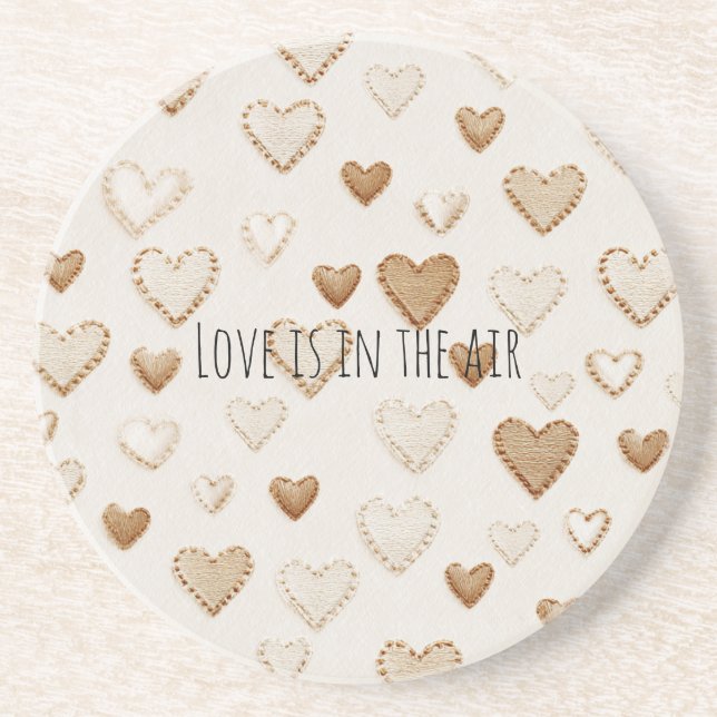 Posavasos Corazones crema y marrones   (Frente)