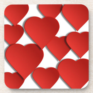 Posavasos Corazones de amor rojos