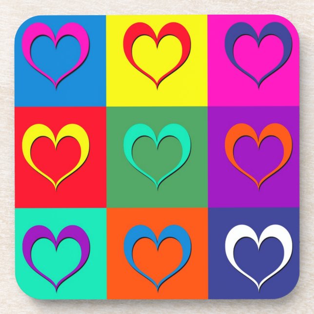Posavasos corazones de arte pop (Frente)