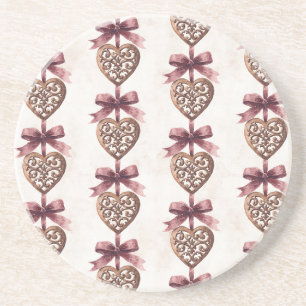 Posavasos Corazones de Bronce Lazos Rojos