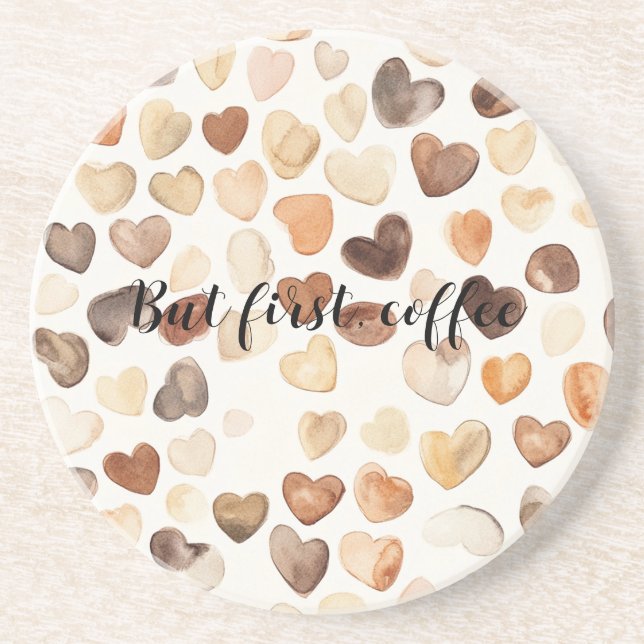 Posavasos Corazones de Café de Granos de Café Primero (Frente)