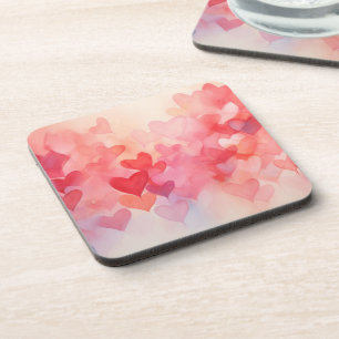 Posavasos Corazones de color acuático moderno patrón Naranja