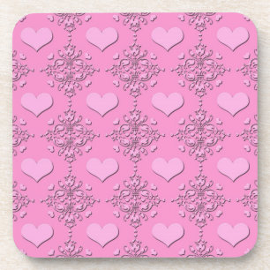 Posavasos Corazones de Damasco Rosa Dulce
