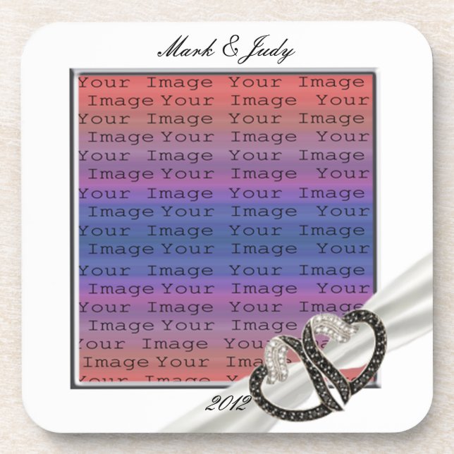 Posavasos Corazones de Diamante Blanco y Negro (Frente)