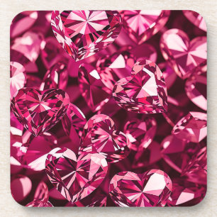 Posavasos Corazones de diamantes de cristal rosado