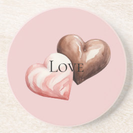 Posavasos Corazones de fresa de chocolate romántico