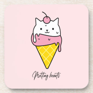 Posavasos Corazones de fusión - Gato de crema de hielo de ve