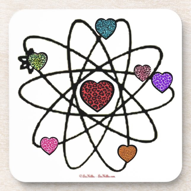 Posavasos Corazones de impresión atómicos de San Valentín (Frente)