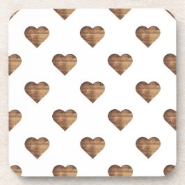 Posavasos Corazones de Madera Marrón Rústicos Grandes Simétr