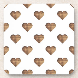 Posavasos Corazones de Madera Marrón Rústicos Grandes Simétr