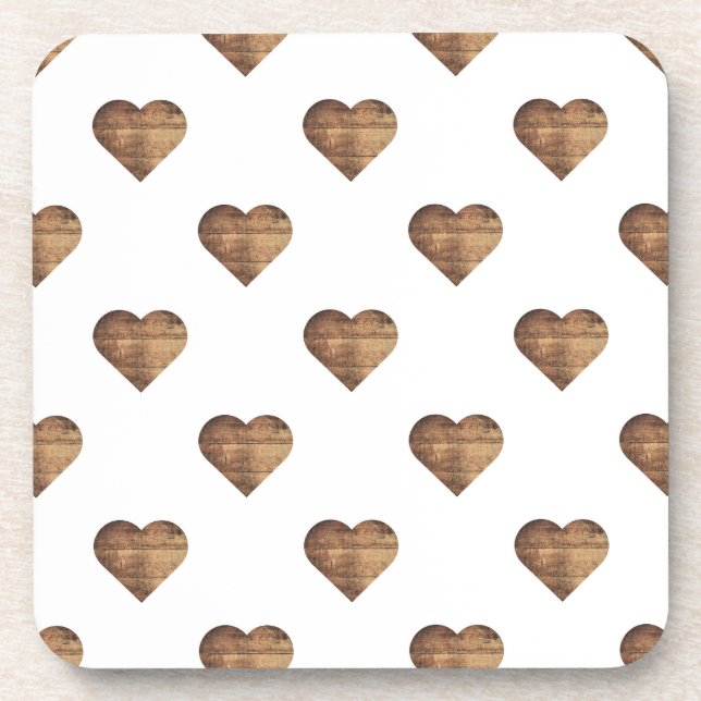 Posavasos Corazones de Madera Marrón Rústicos Grandes Simétr (Frente)
