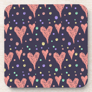 Posavasos Corazones de patrón coloridos Girly Modern Cute
