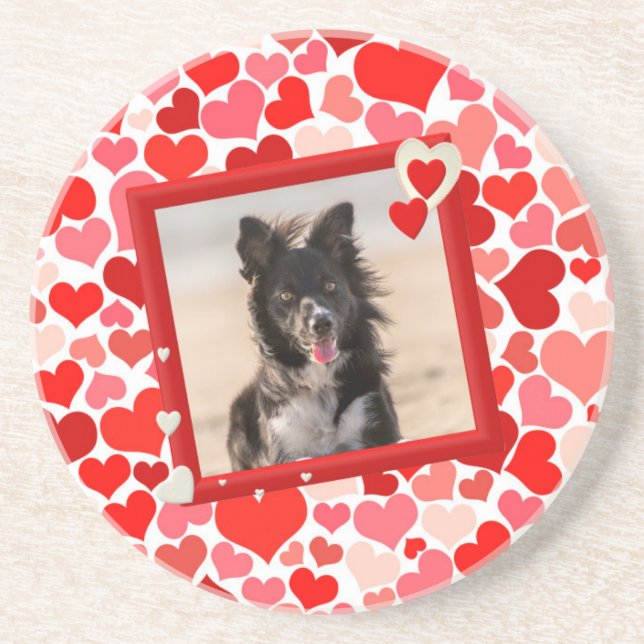 Posavasos Corazones de perro de San Valentín borde de Collie (Frente)