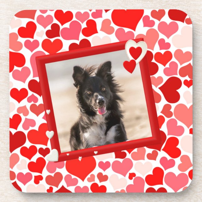 Posavasos Corazones de perro de San Valentín borde de Collie (Frente)