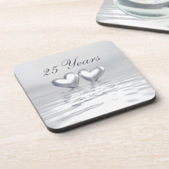 Posavasos Corazones de plata del aniversario (Lado Izquierdo)