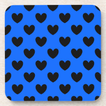 Corazones de polka negra en azul