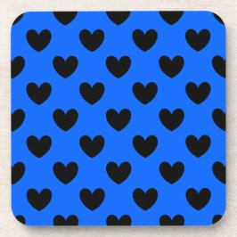 Posavasos Corazones de polka negra en azul