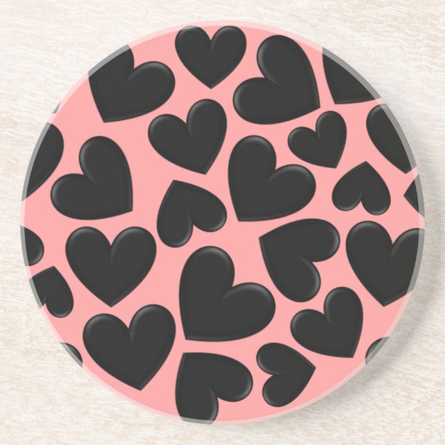 Posavasos Corazones de Puffy Negros (Frente)