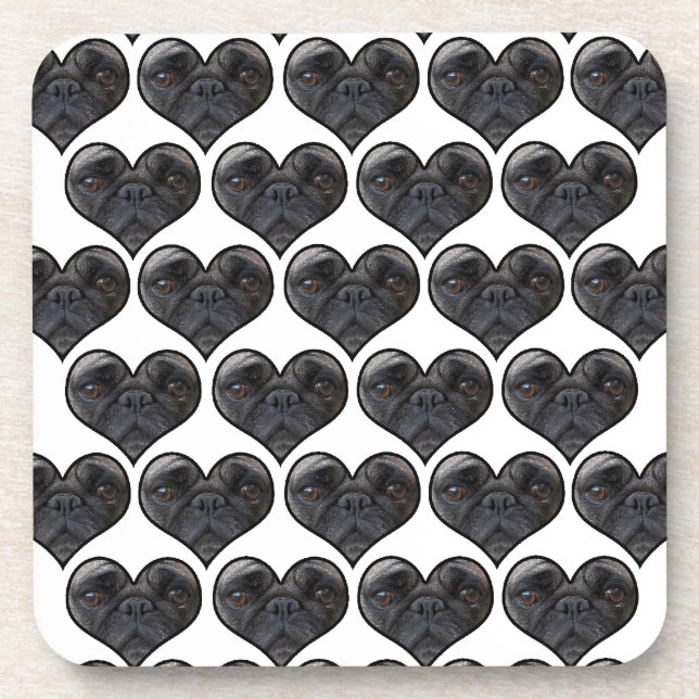 Posavasos Corazones de Pug (Frente)