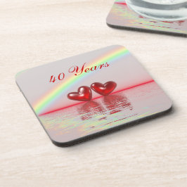 Posavasos Corazones de rubí a 40 años