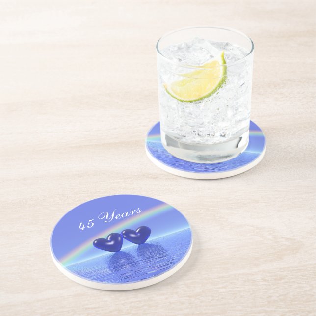 Posavasos Corazones de zafiro en 45 años (Lado)