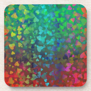 Posavasos Corazones en caída rojos y verdes