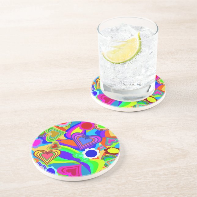 Posavasos Corazones Flores Groovy (Lado)