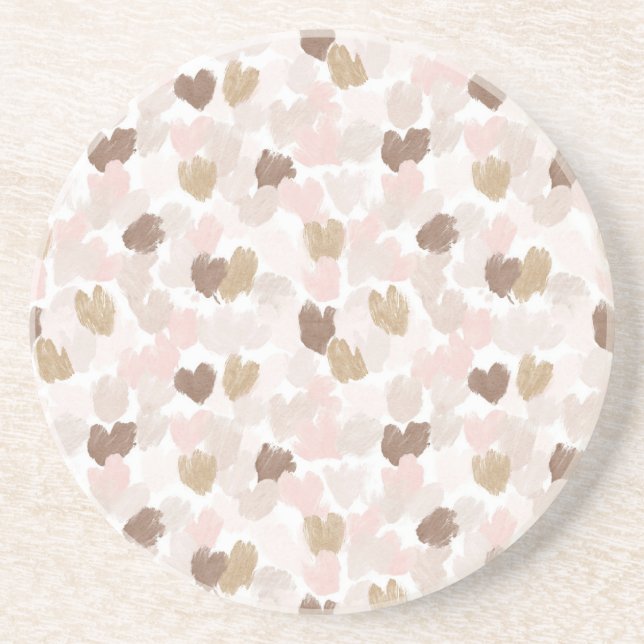 Posavasos Corazones Marrones Crema Rosa (Frente)