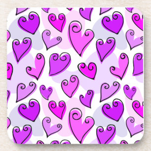 Posavasos Corazones moradas de Girly Día de San Valentín rom