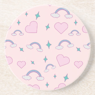 Posavasos Corazones pastel lindos y patrón de arcoíris Ros