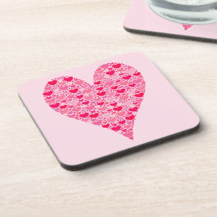 Posavasos Corazones Pequeños Corazón Grande sobre Rosa Rosad