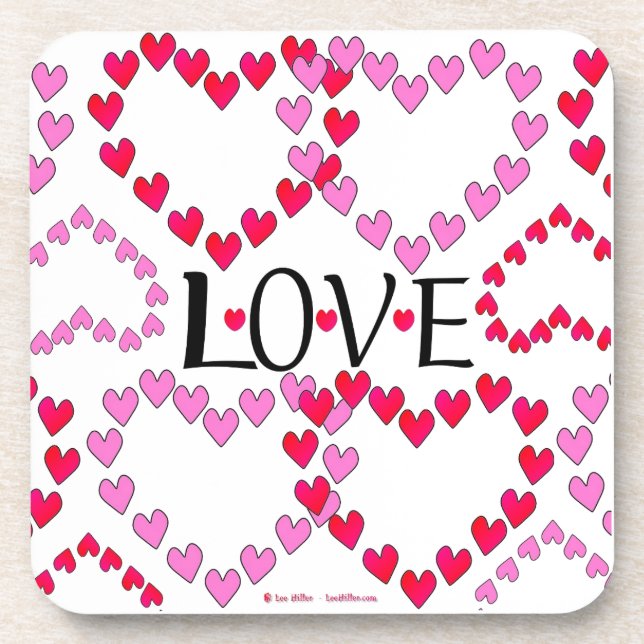 Posavasos Corazones Pequeños Rosa Rojo AMOR (Frente)