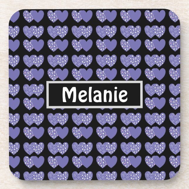 Posavasos Corazones púrpuras (Frente)